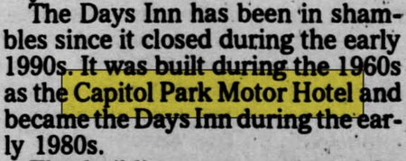 Capitol Park Motor Hotel - Aug 2000 Article (newer photo)